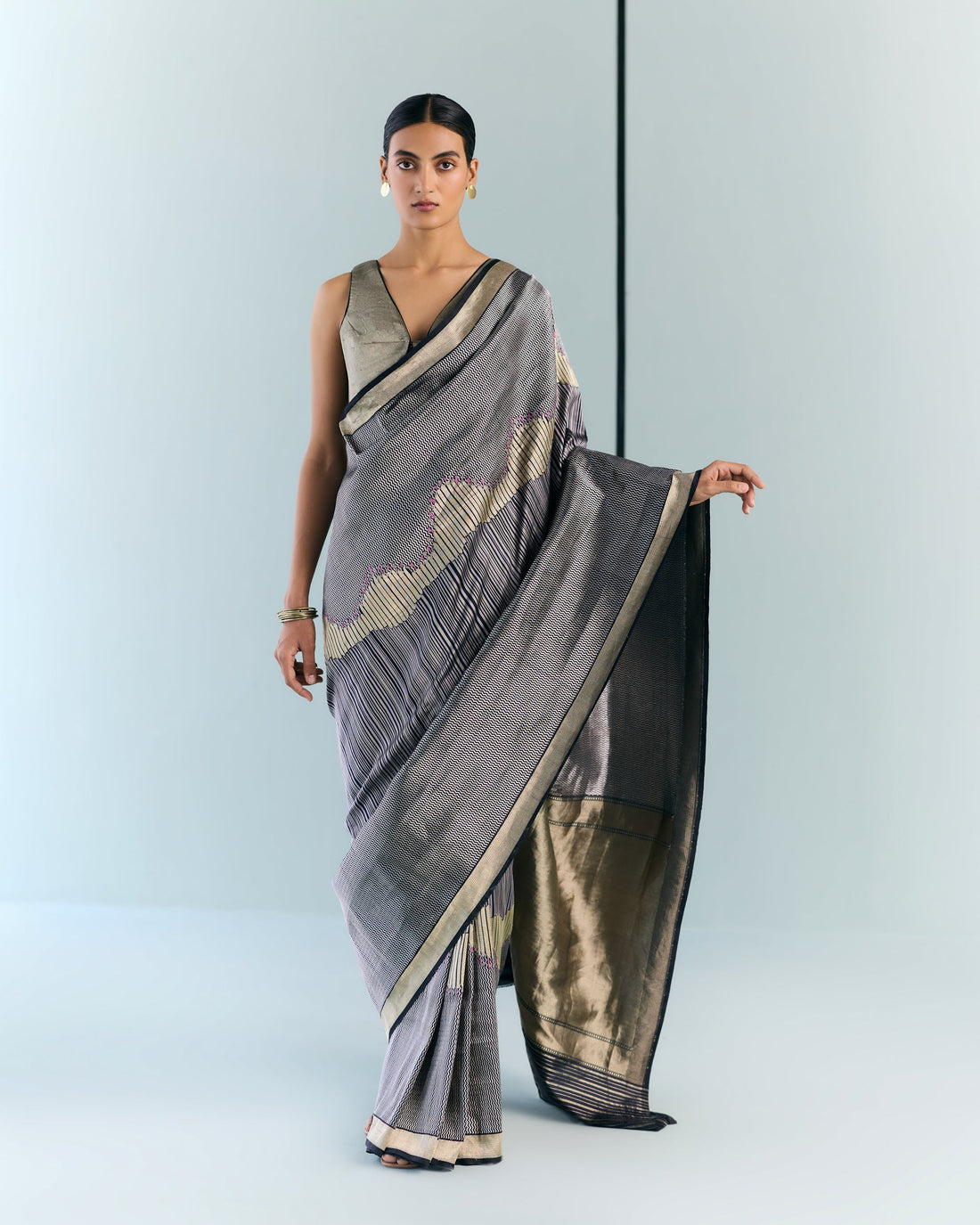Woven Geometrical Silk Saree 'The Line'
