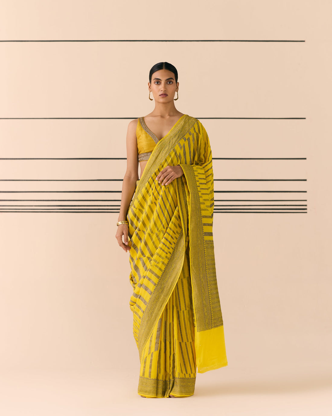 Citrine Geometrical Saree 'The Line'