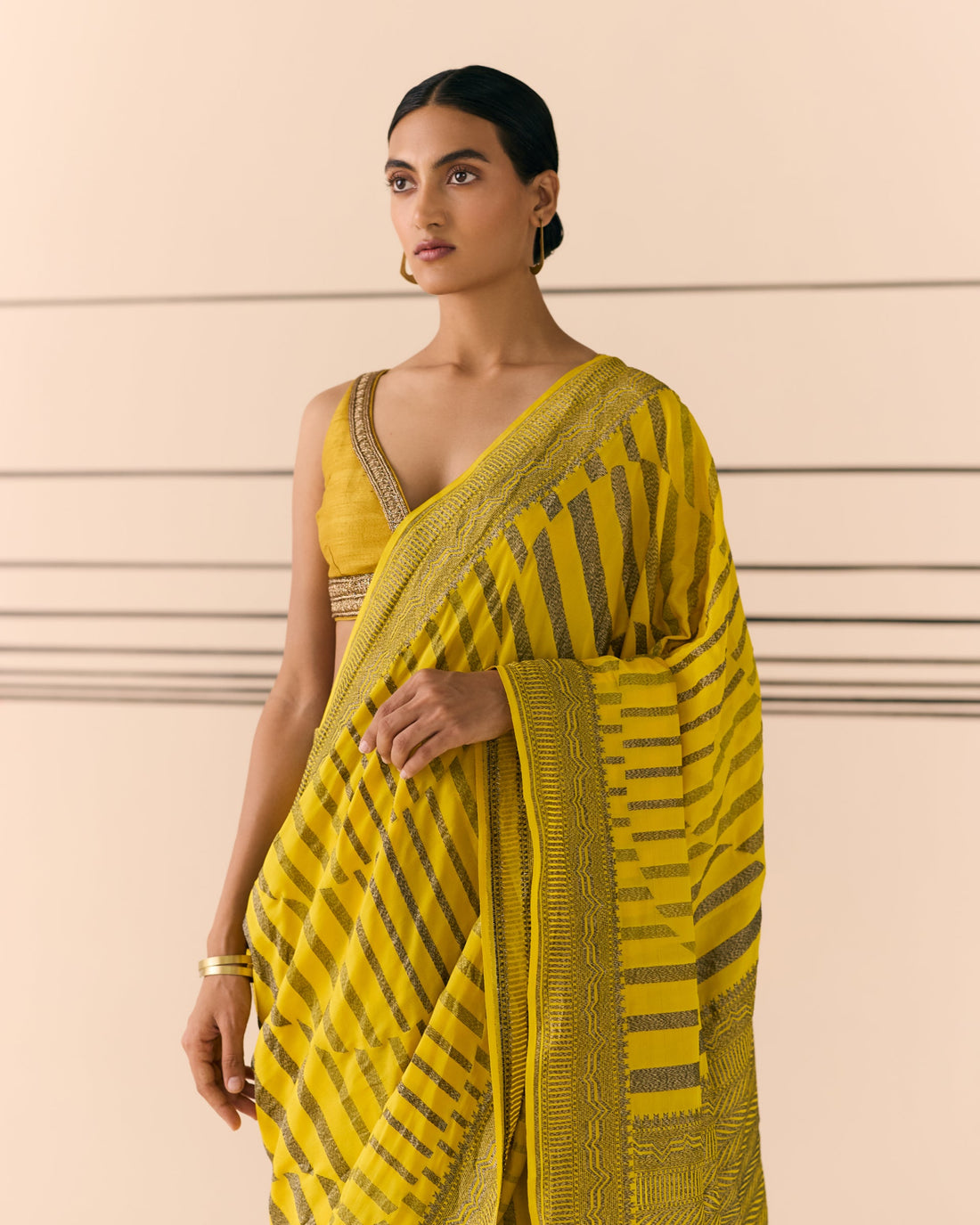 Citrine Geometrical Saree 'The Line'