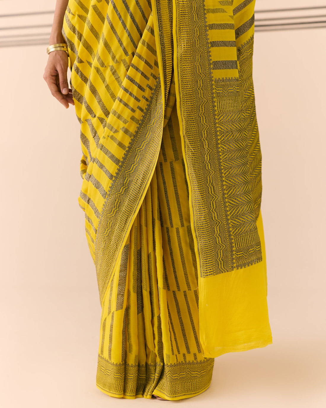 Citrine Geometrical Saree 'The Line'