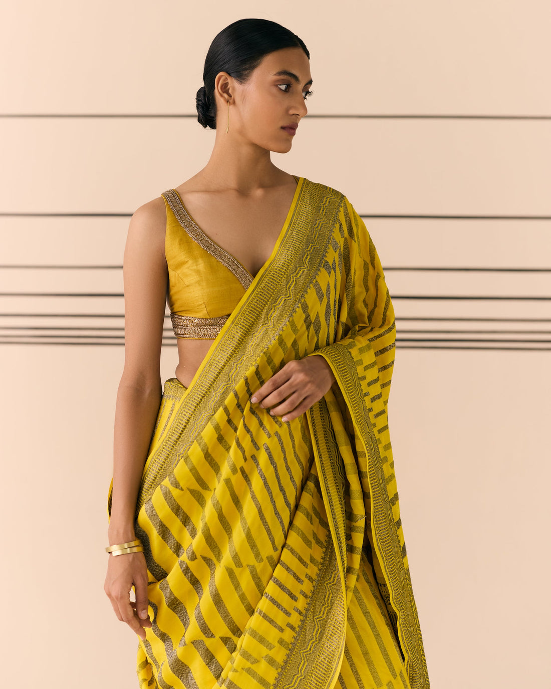 Citrine Geometrical Saree 'The Line'