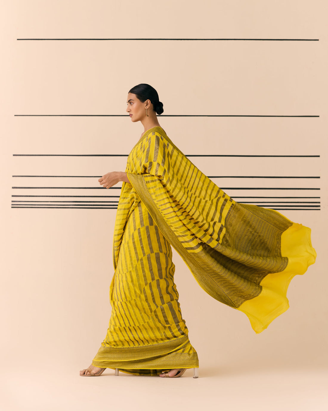 Citrine Geometrical Saree 'The Line'