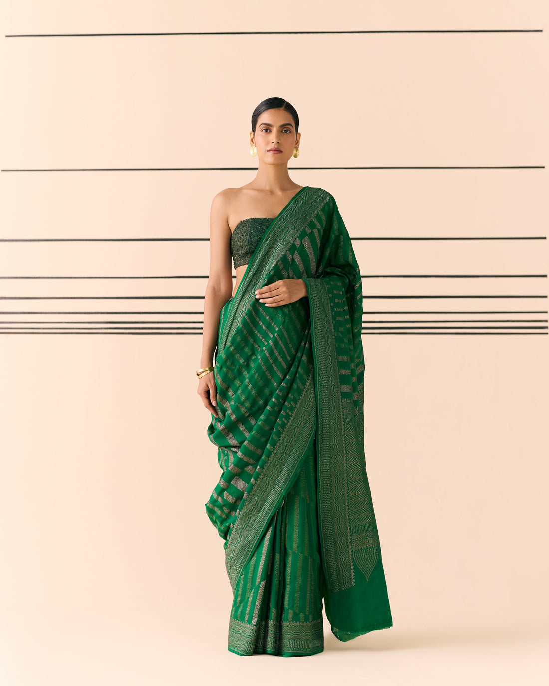 Forest Geometrical Saree 'The Line'