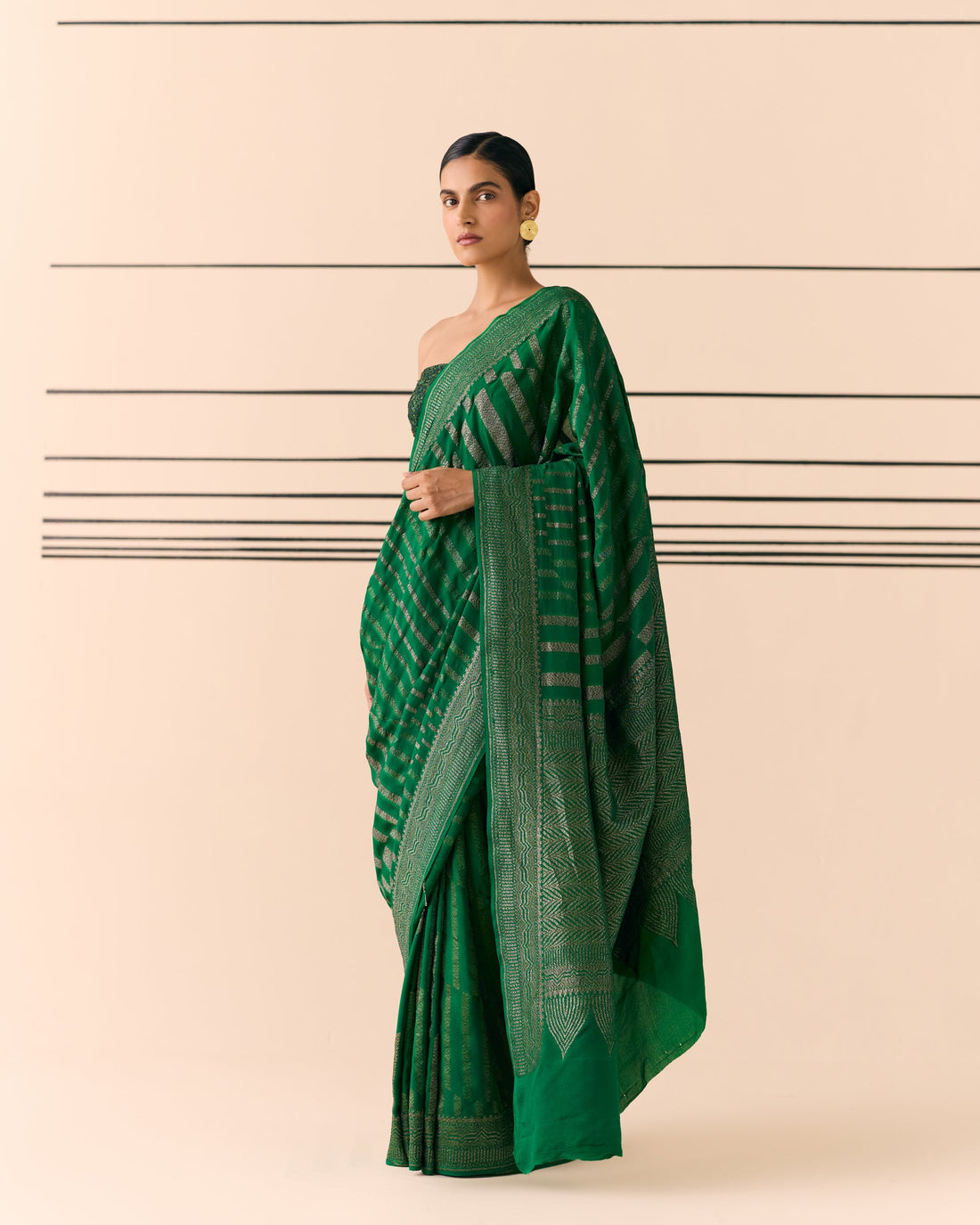 Forest Geometrical Saree 'The Line'