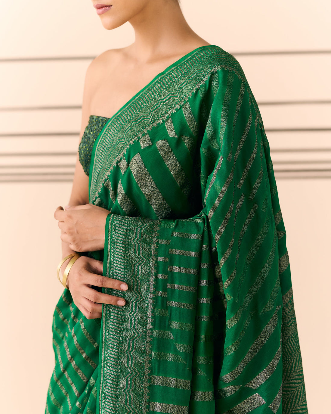 Forest Geometrical Saree 'The Line'