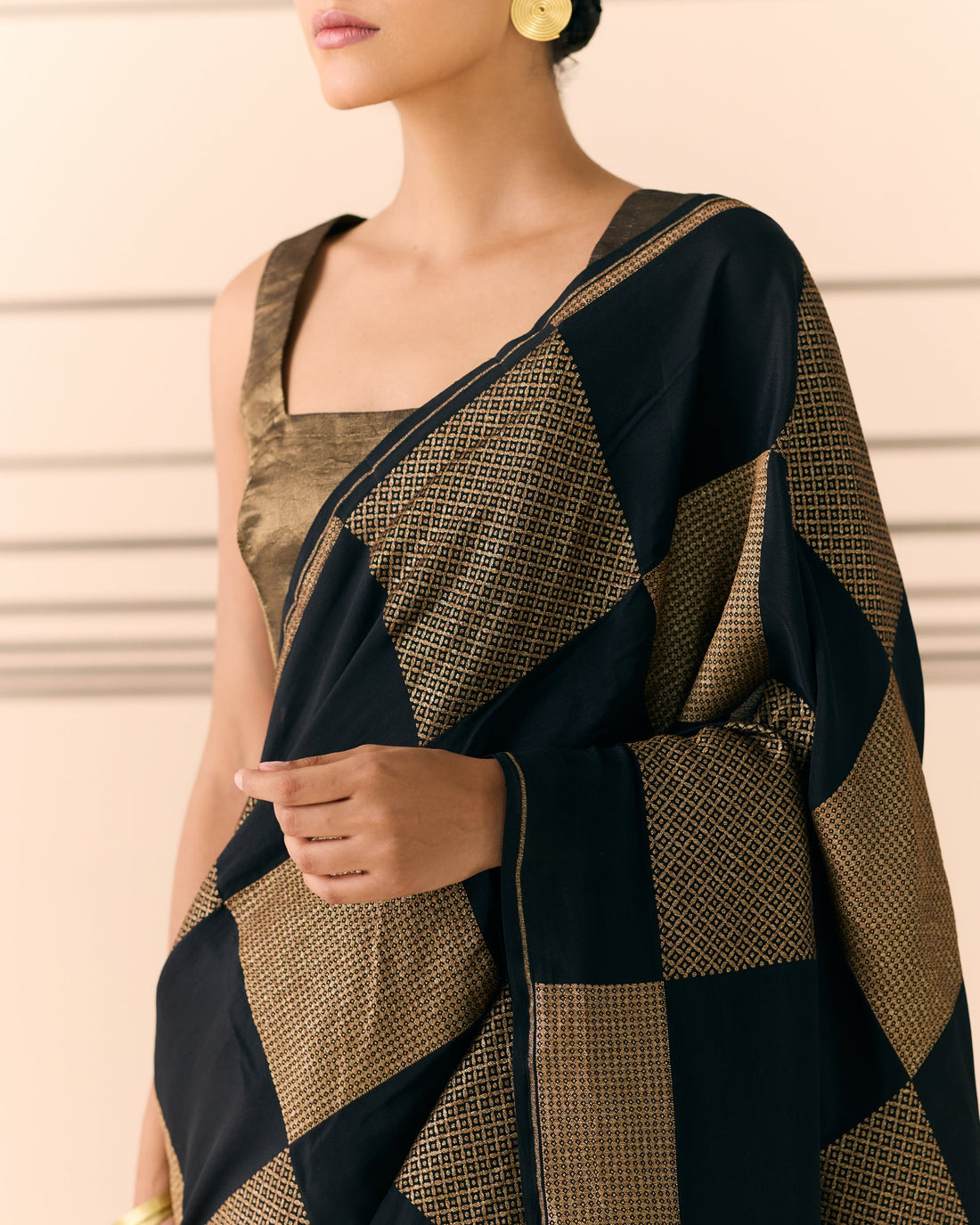 Charcoal Geometrical Saree 'The Line'
