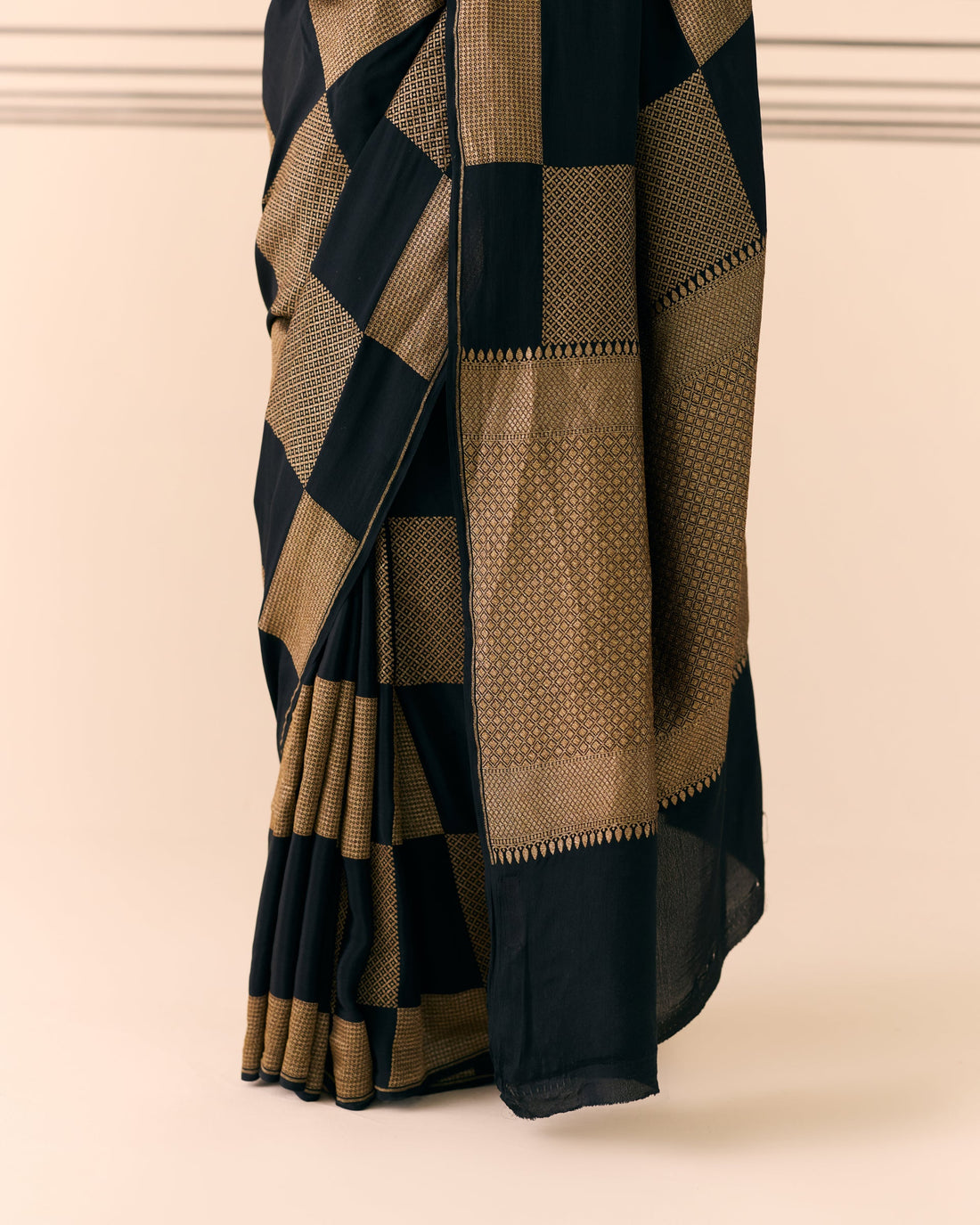 Charcoal Geometrical Saree 'The Line'