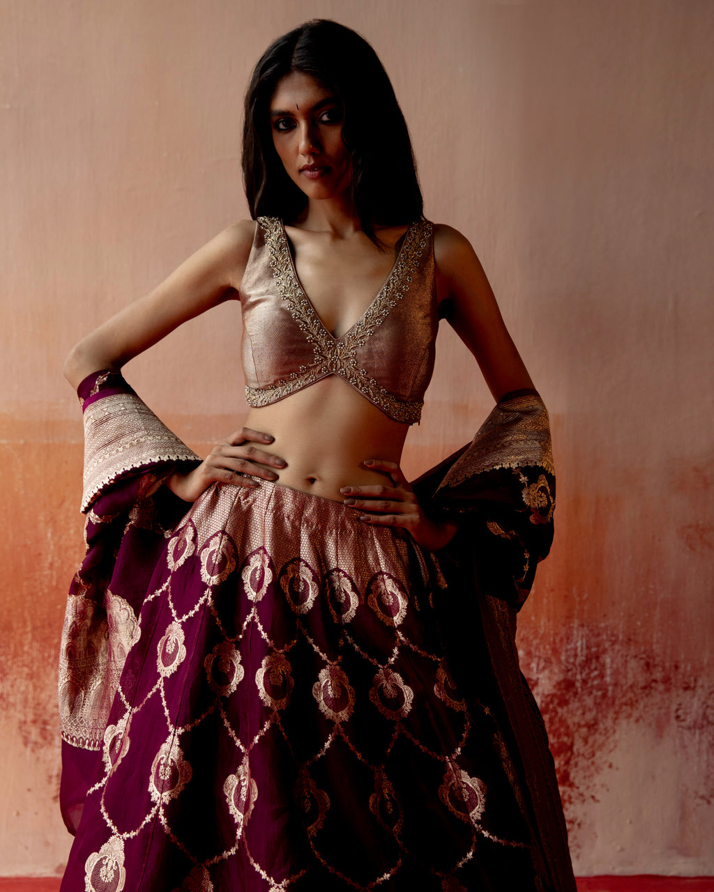 Crimson Couture Lehenga Featuring Heirloom