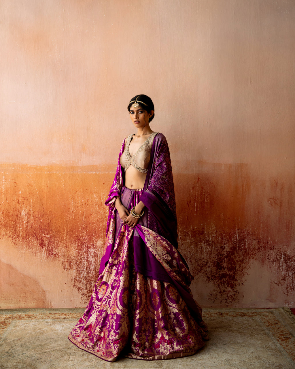 Azure Purple Lehenga In Banarasi Silk