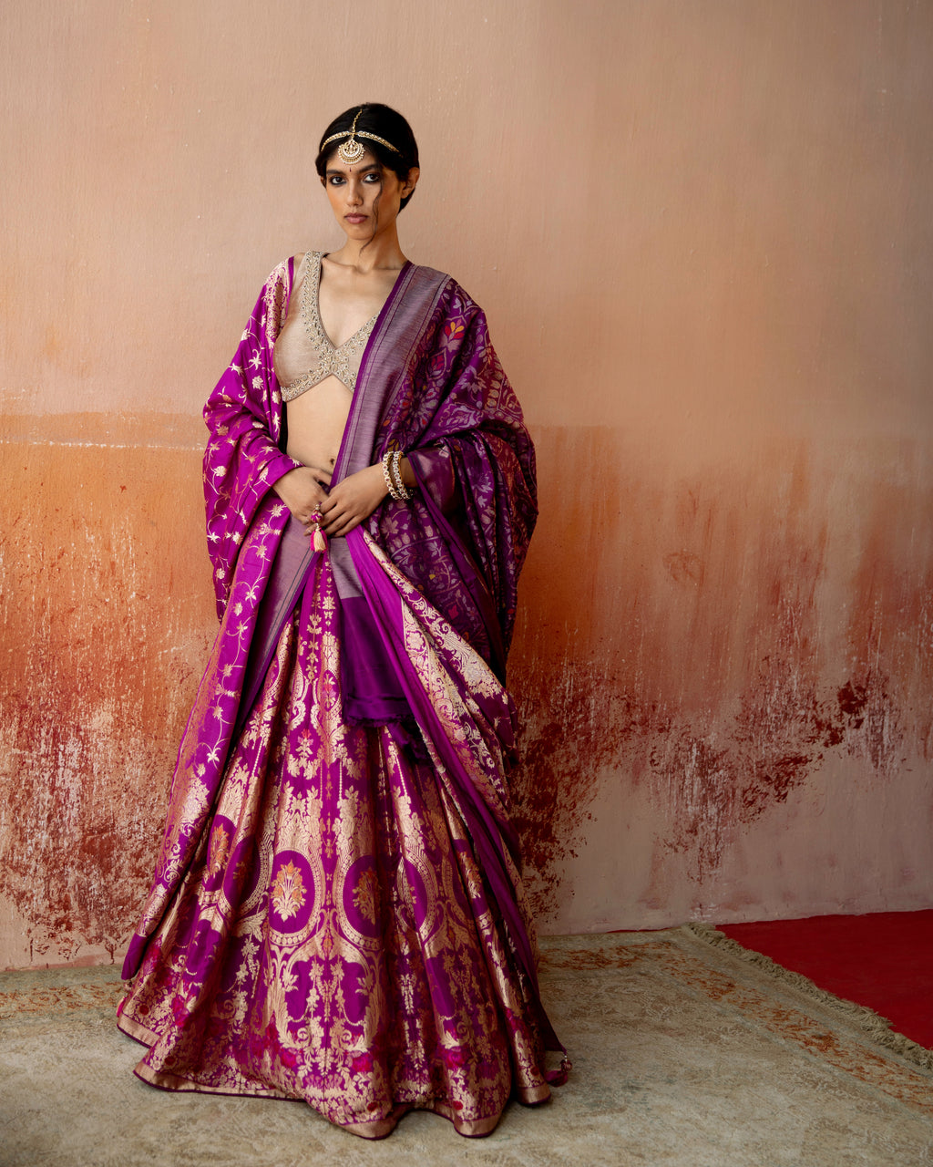 Azure Purple Lehenga In Banarasi Silk