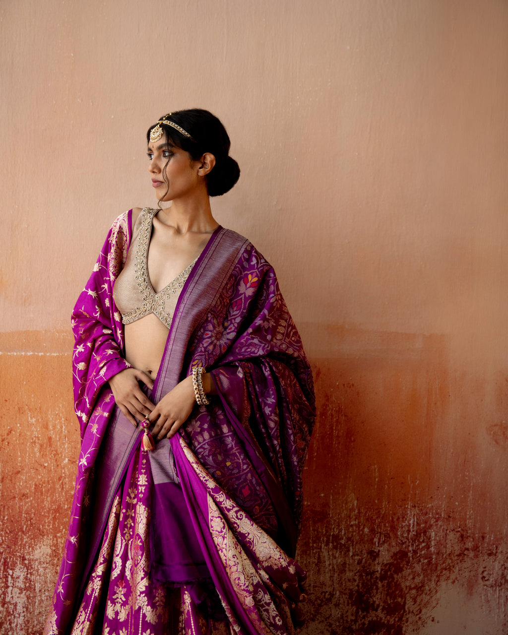 Azure Purple Lehenga In Banarasi Silk