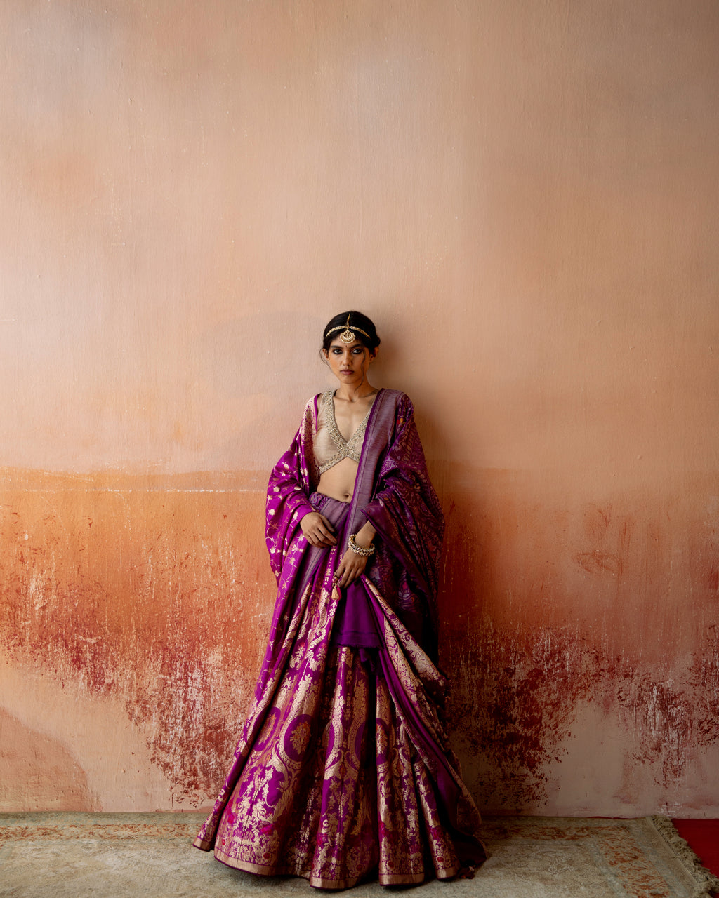 Azure Purple Lehenga In Banarasi Silk