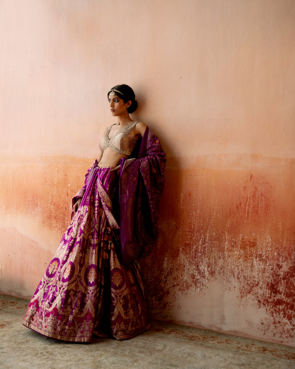 Azure Purple Lehenga In Banarasi Silk