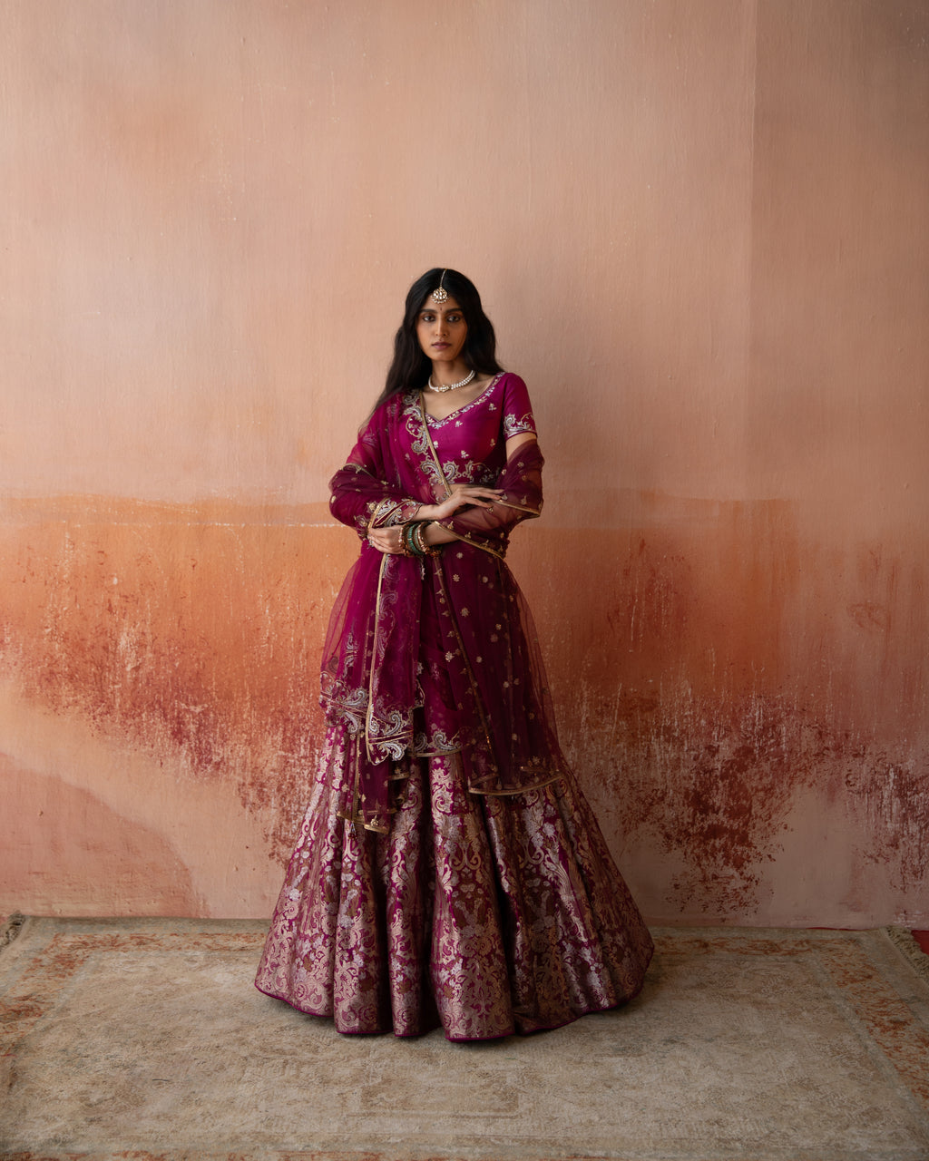 Amethyst Lehenga Featuring Intricate Mughal motifs