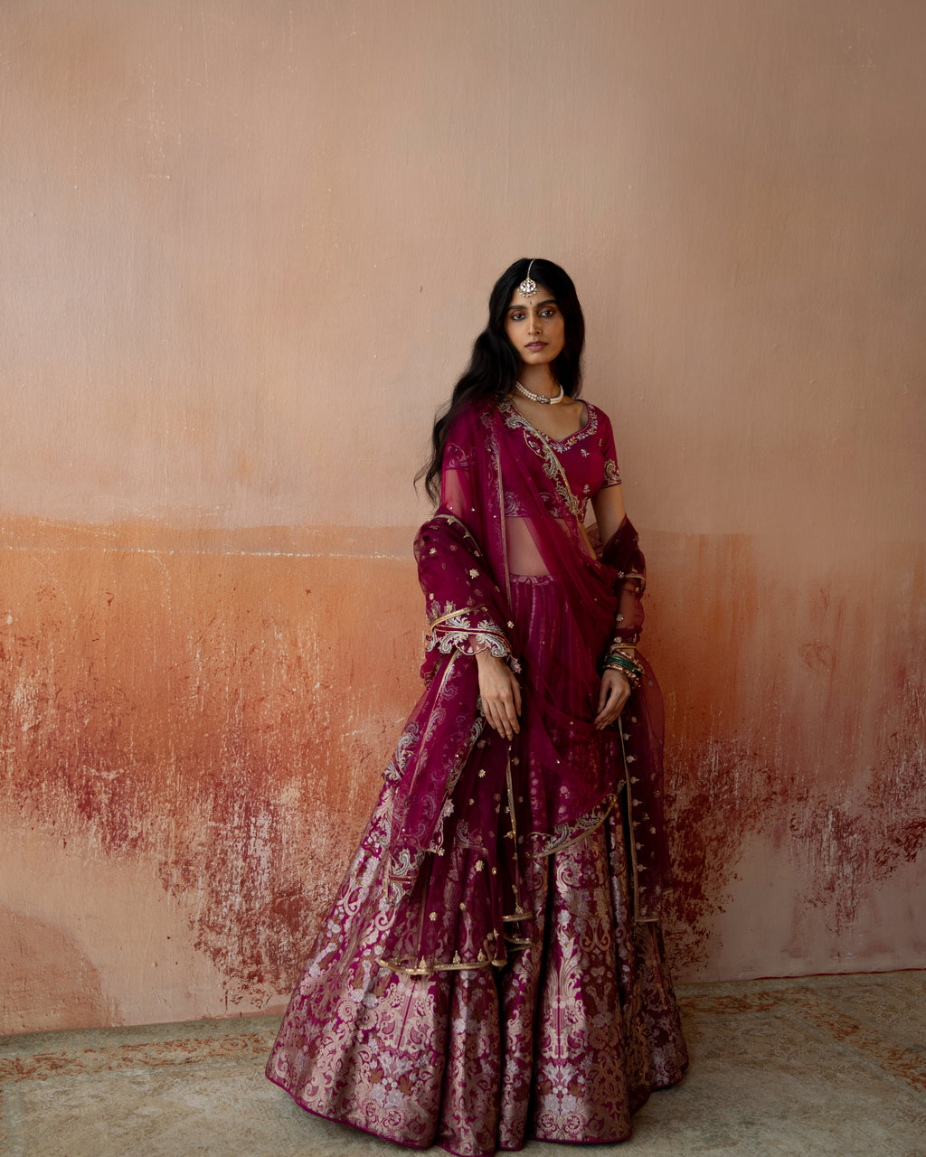 Amethyst Lehenga Featuring Intricate Mughal motifs