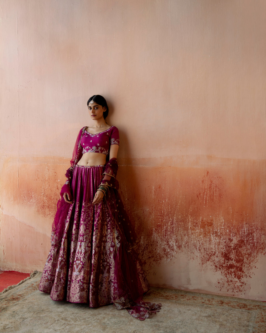Amethyst Lehenga Featuring Intricate Mughal motifs