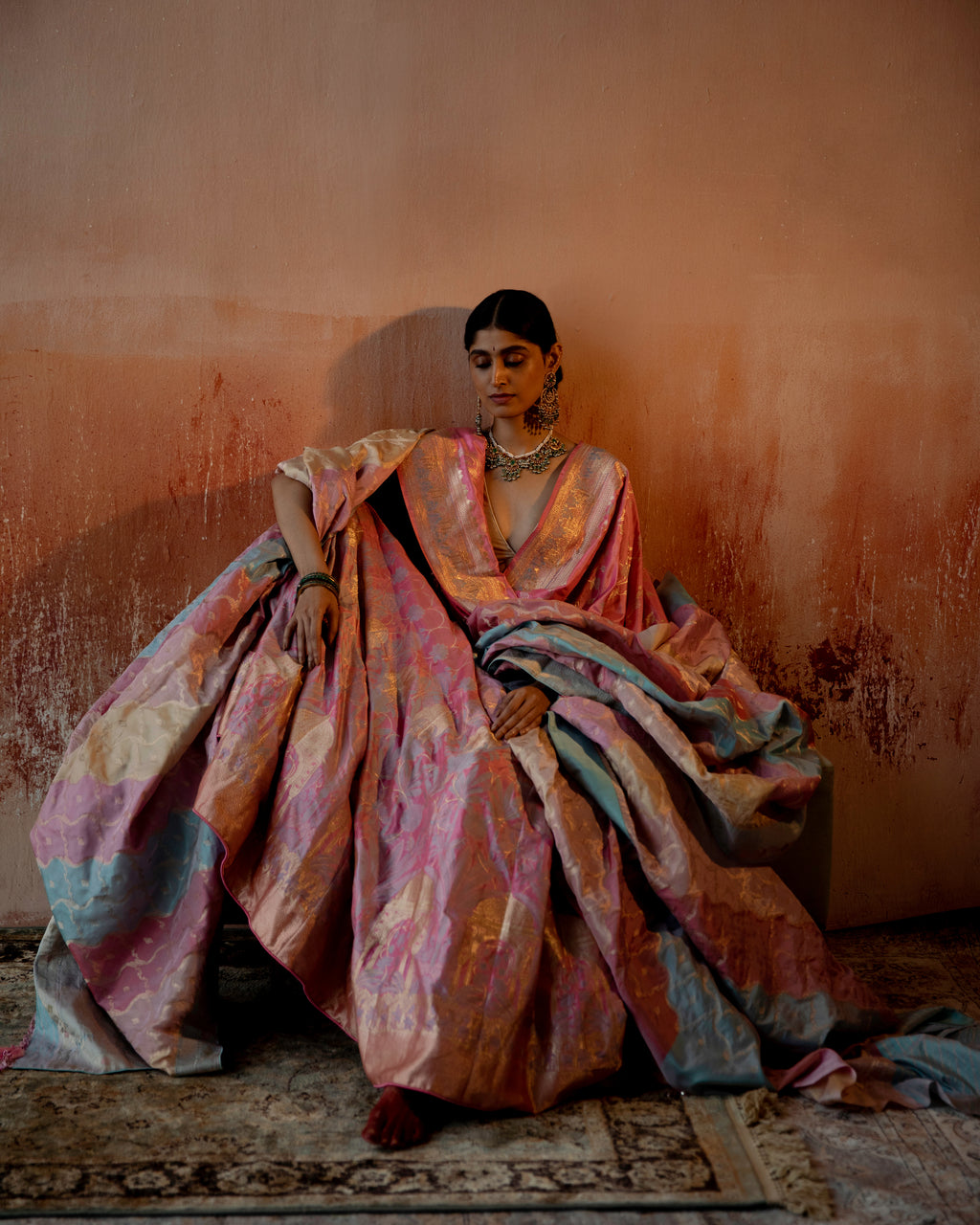 Pink Sherbet Lehenga Featuring Botanical Motifs