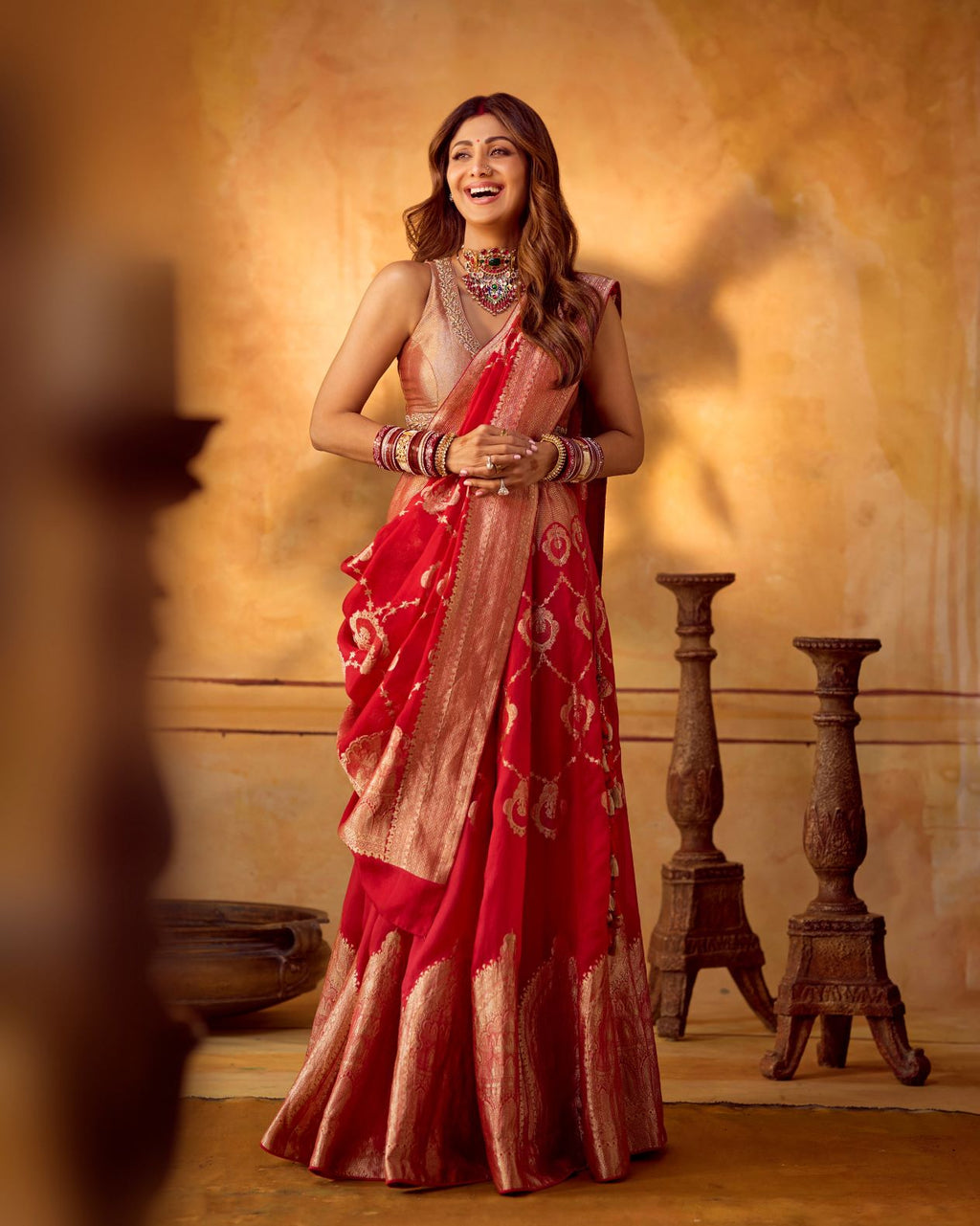 Ruby Red Lehenga Featuring Heirloom