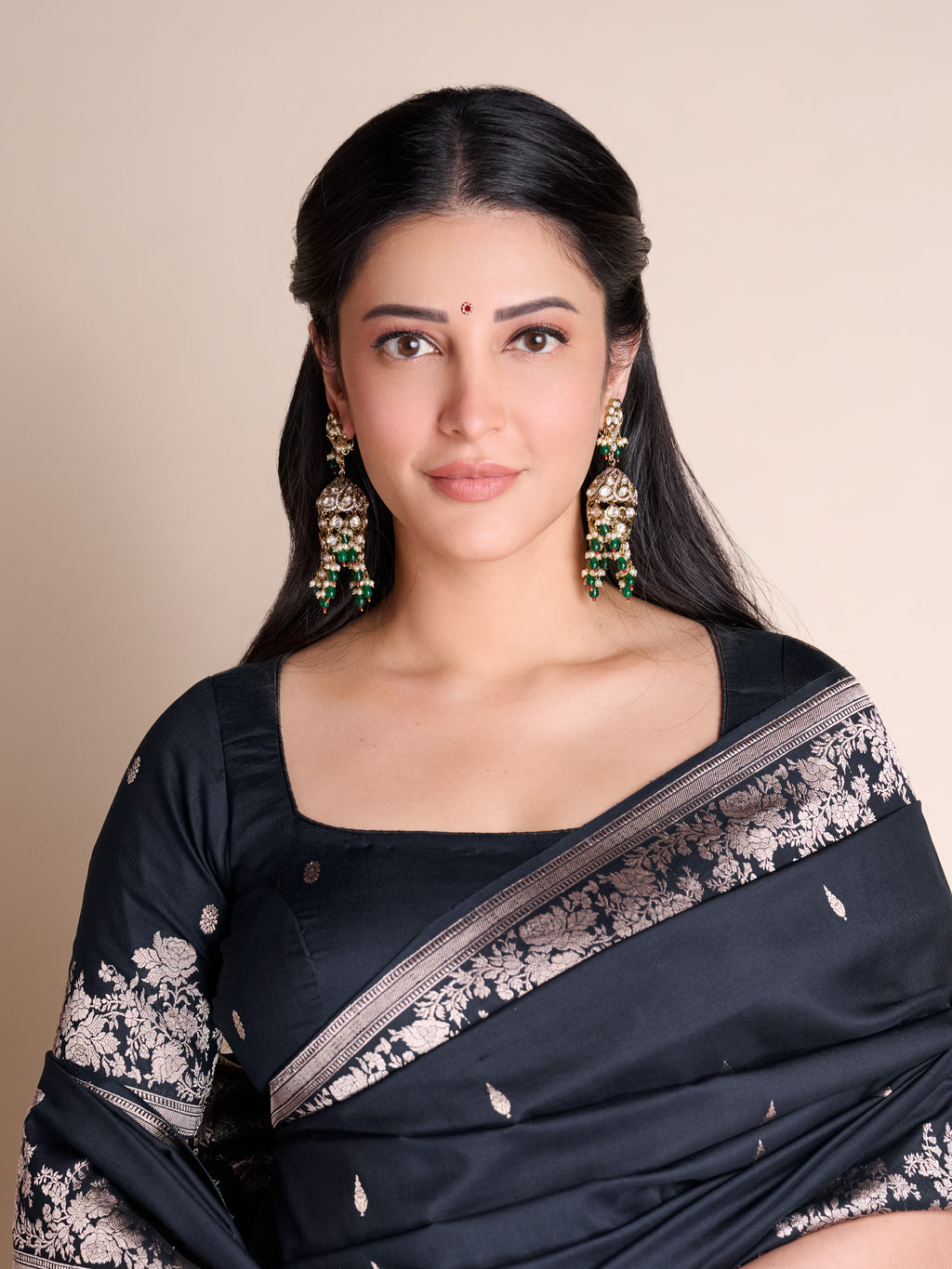 Silver Woven Onyx Saree