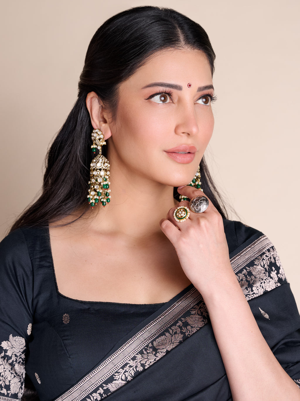 Silver Woven Onyx Saree