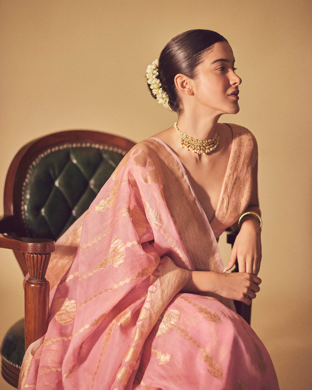 Coral Cream Hawa Mahal Lehenga