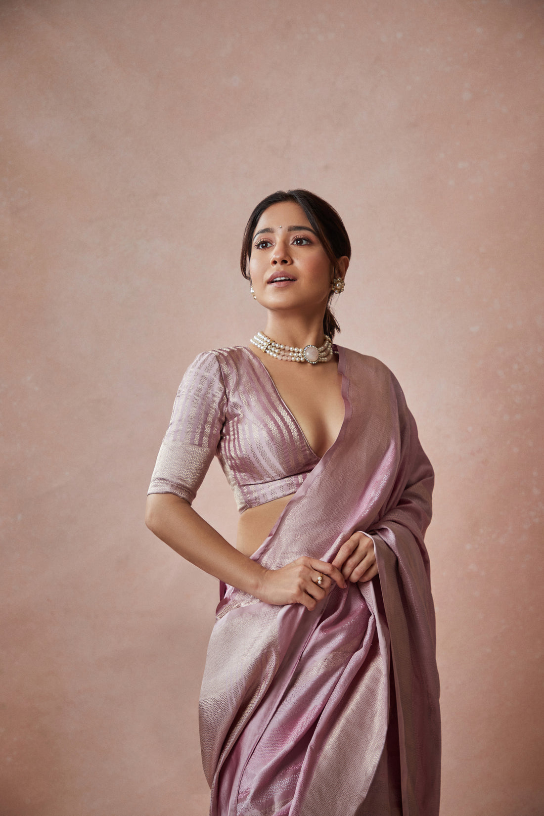 Kalhana Tanchoi Stripes Alfi Saree Satin
