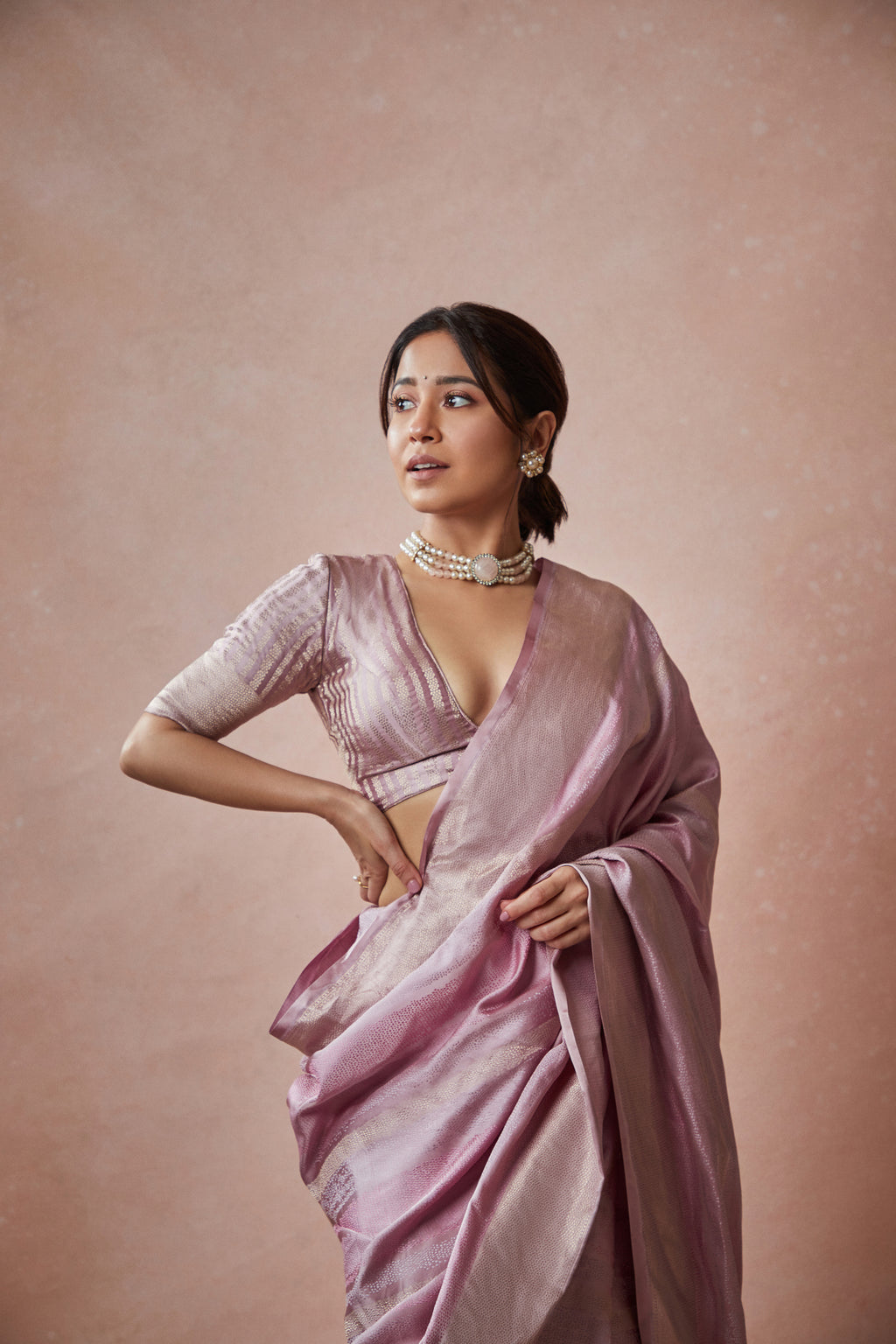 Kalhana Tanchoi Stripes Alfi Saree Satin