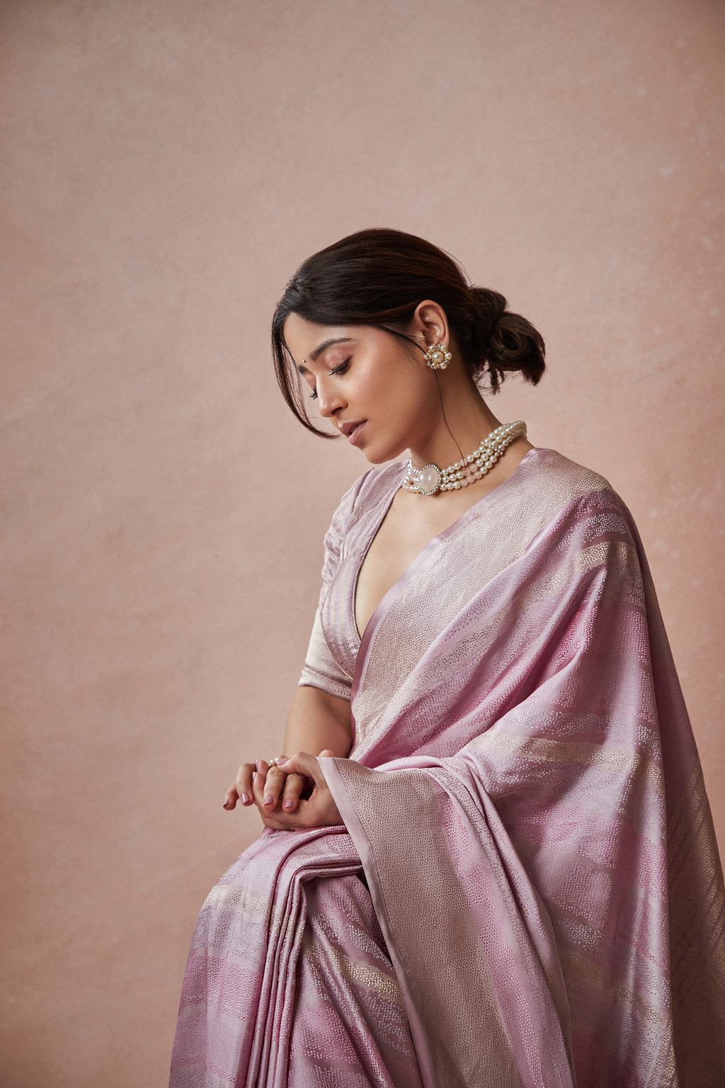 Kalhana Tanchoi Stripes Alfi Saree Satin