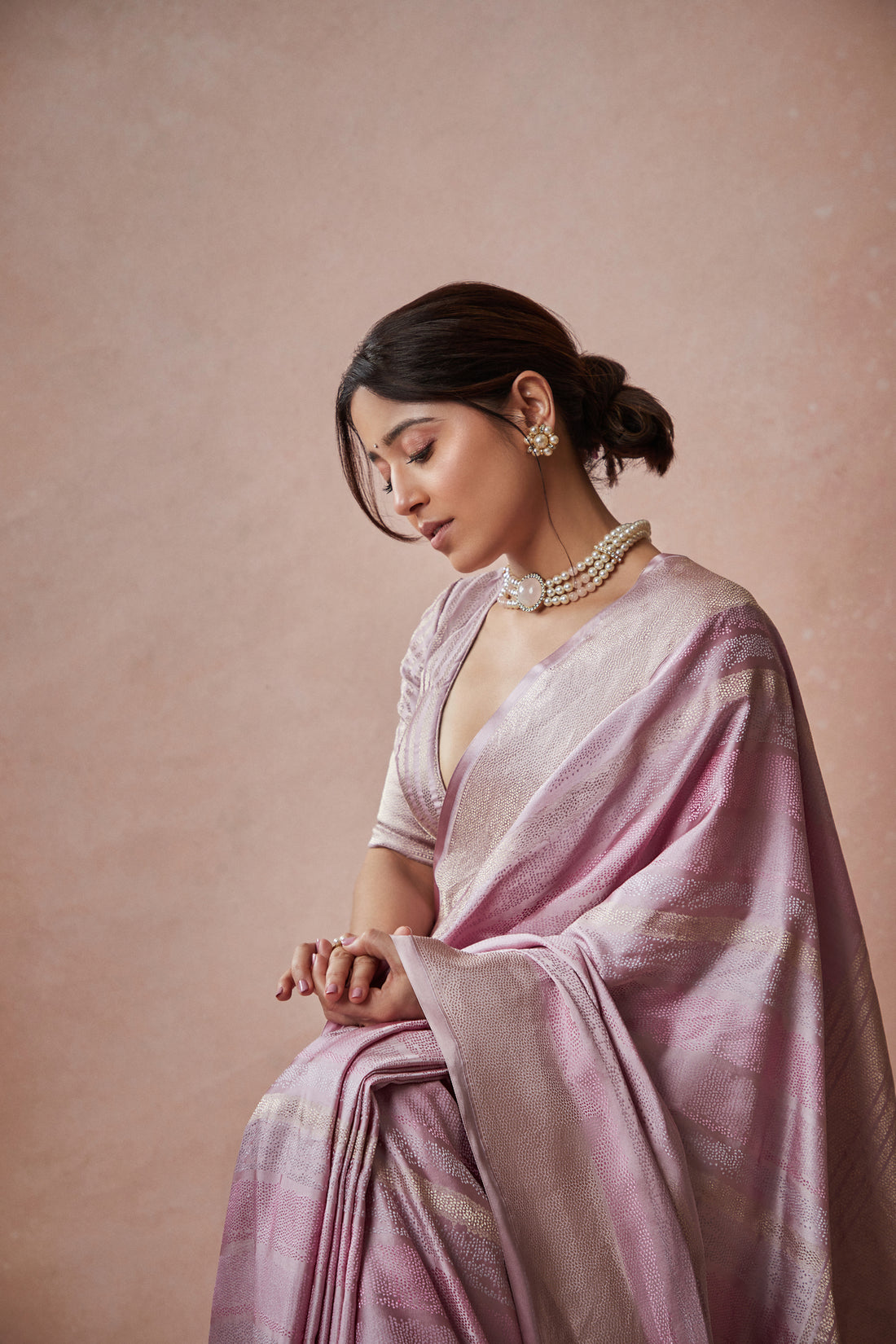 Kalhana Tanchoi Stripes Alfi Saree Satin