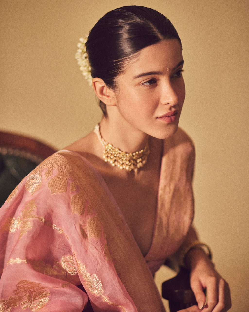 Coral Cream Hawa Mahal Lehenga