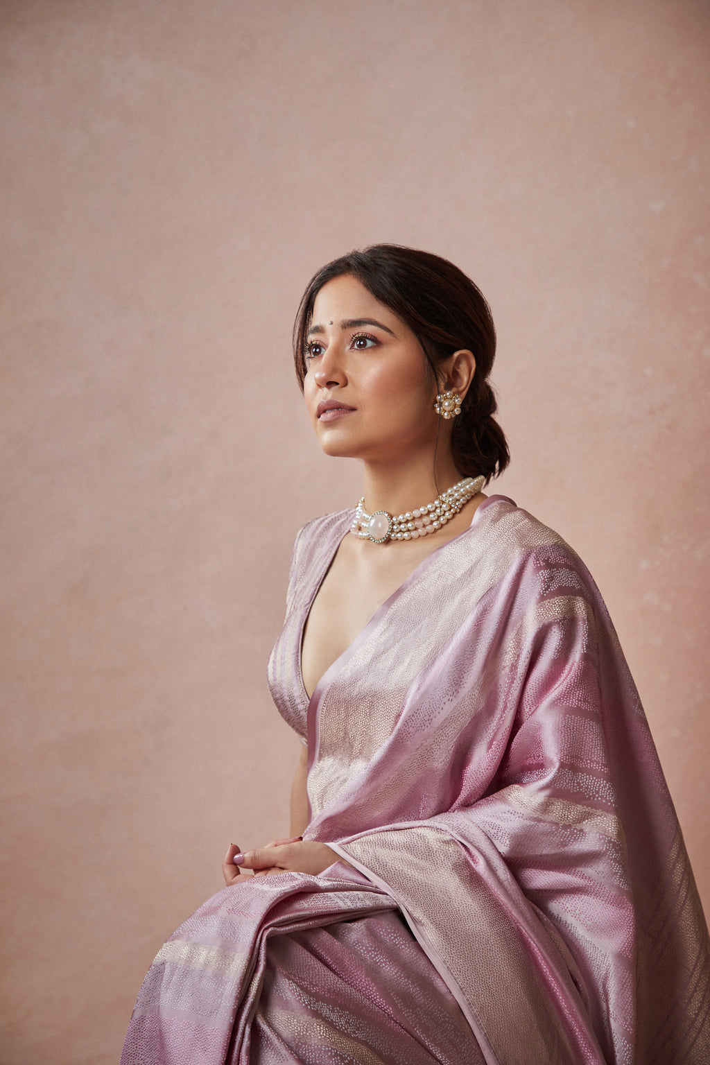 Kalhana Tanchoi Stripes Alfi Saree Satin