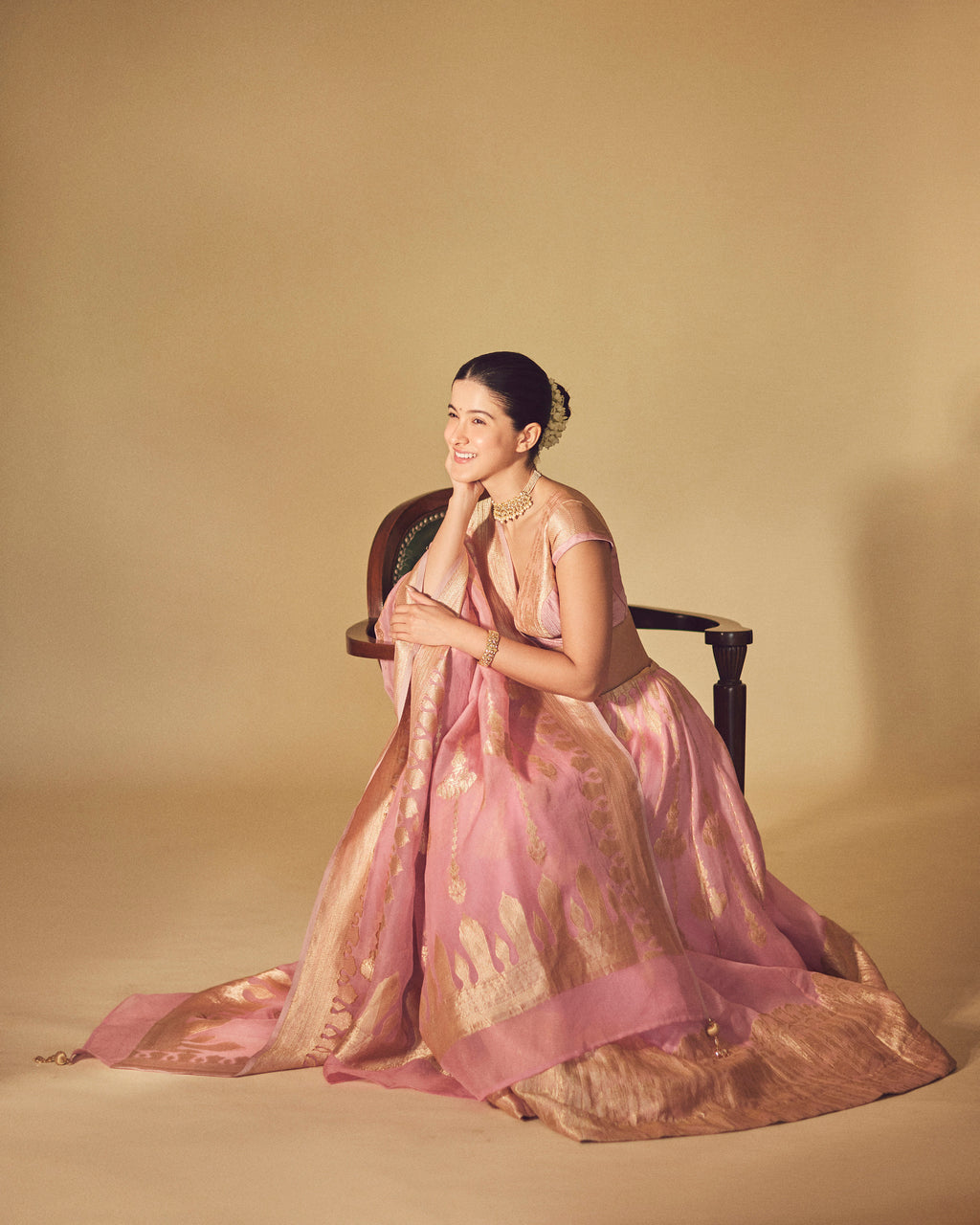 Coral Cream Hawa Mahal Lehenga