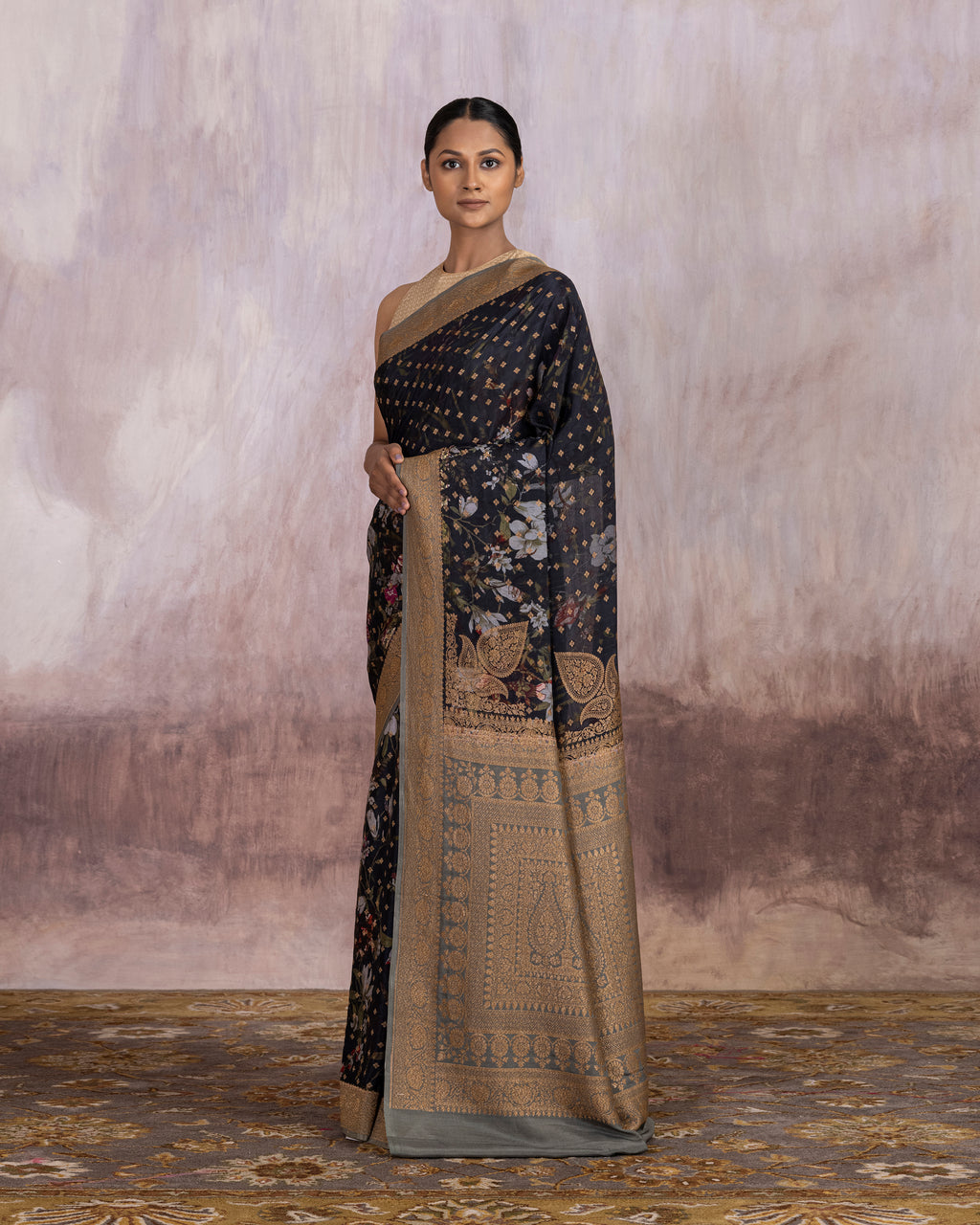 Lavani Buti Digital Printed Saree Crape