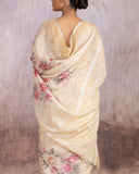 Digitally Botanical  Printed Saree Linen
