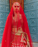 Shanti Bridal 2022 Red Silk Lehenga