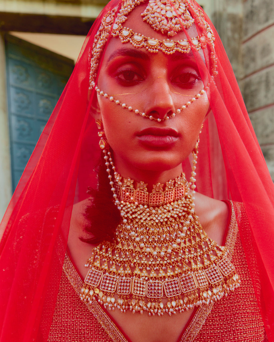 Shanti Bridal 2022 Red Silk Lehenga