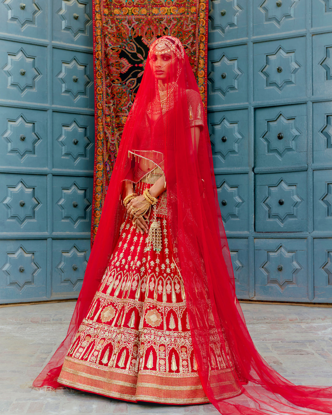 Shanti Bridal 2022 Red Silk Lehenga