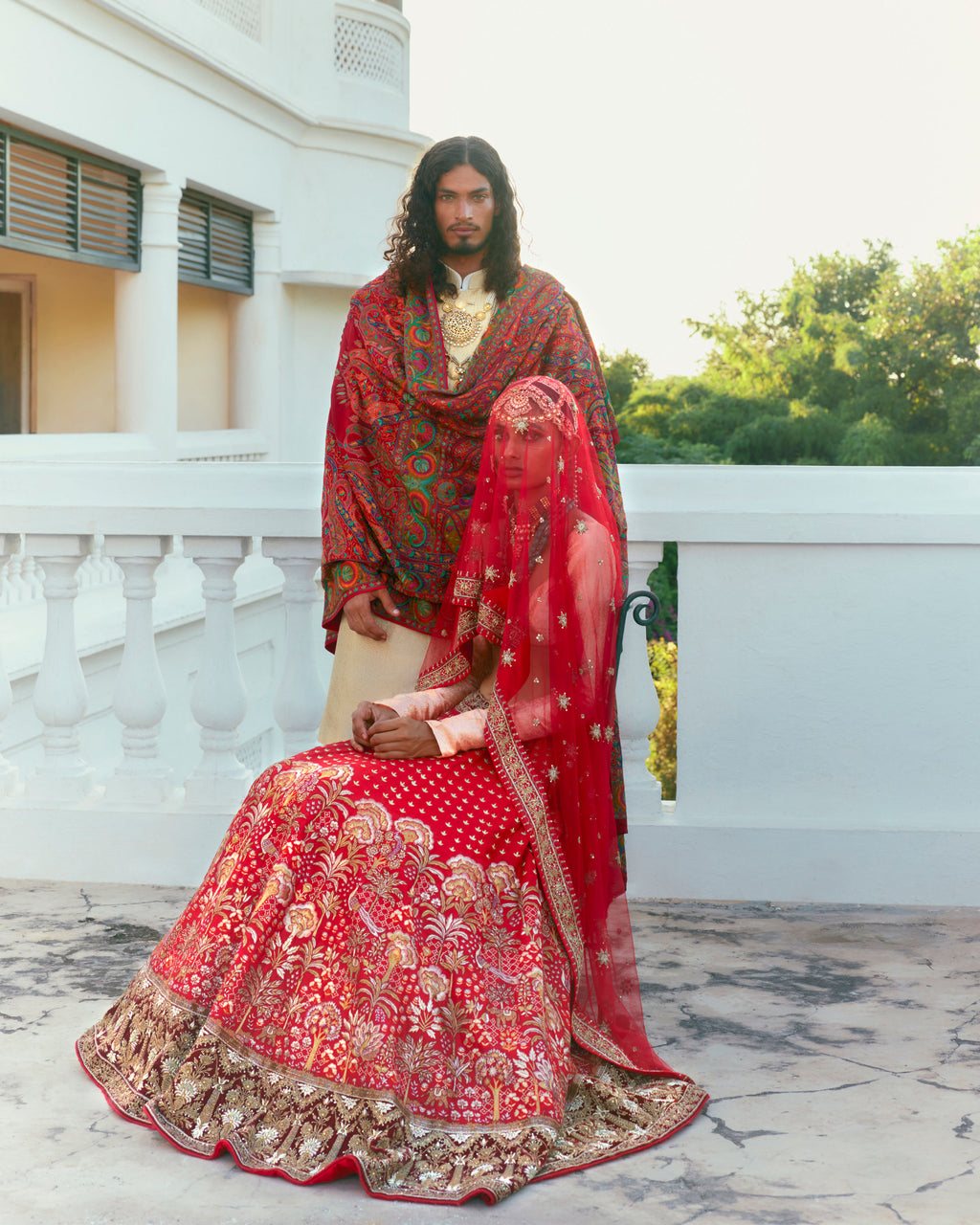 Red Pure Raw Silk Lehenga