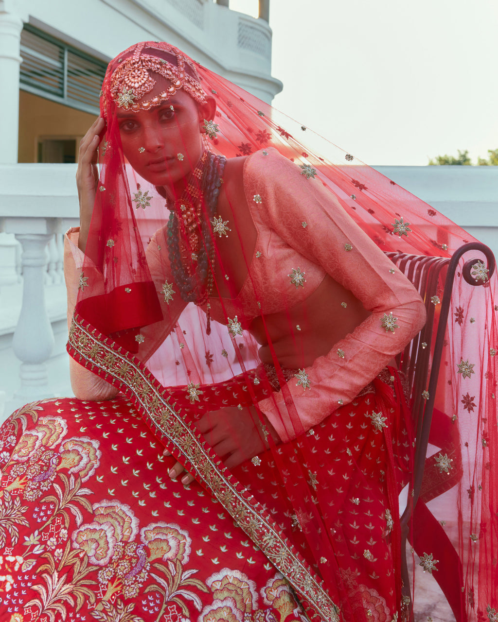 Red Pure Raw Silk Lehenga