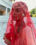 Shanti Bridal 2022 Red Silk Lehenga