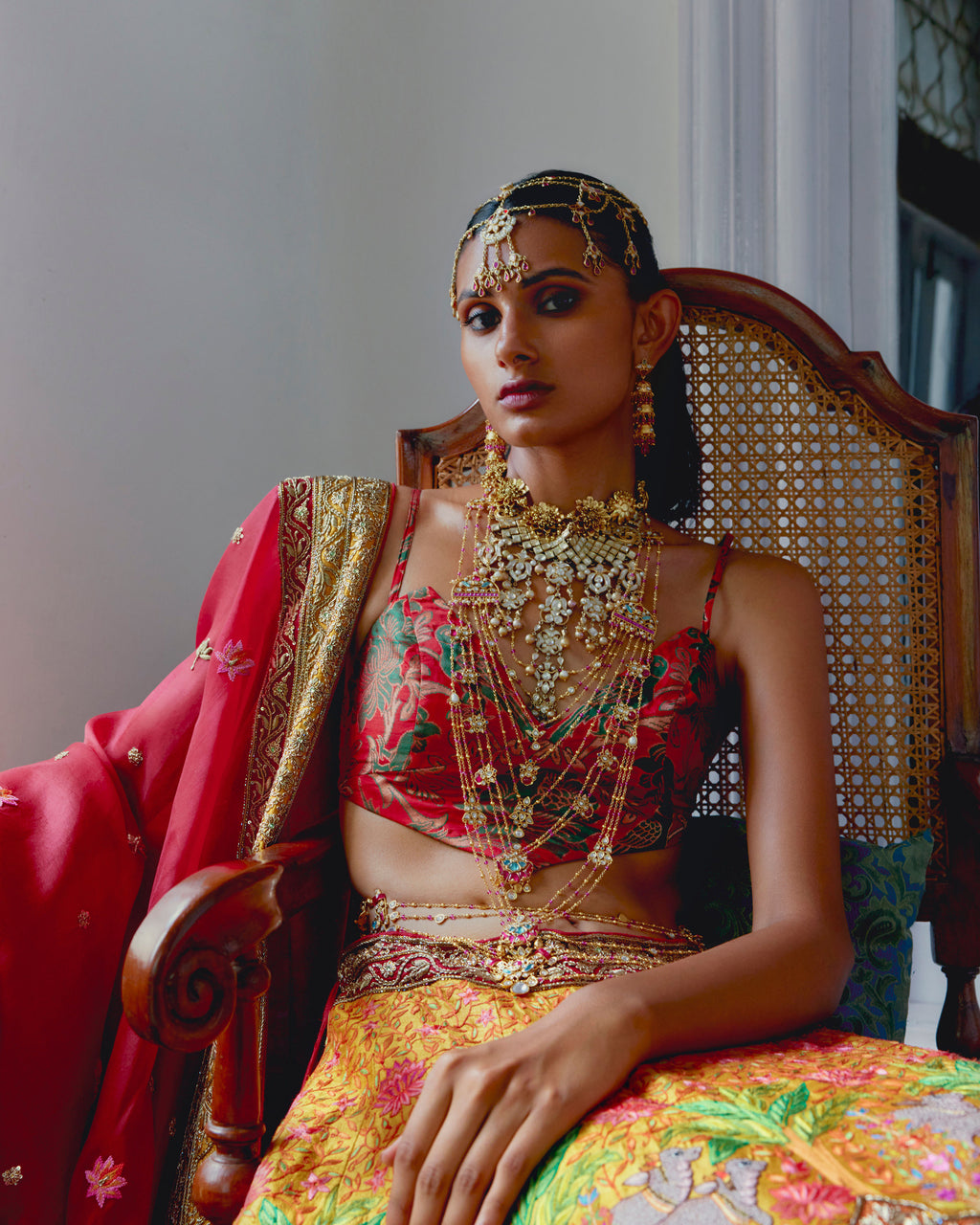 Gold Pure Raw Silk Lehenga
