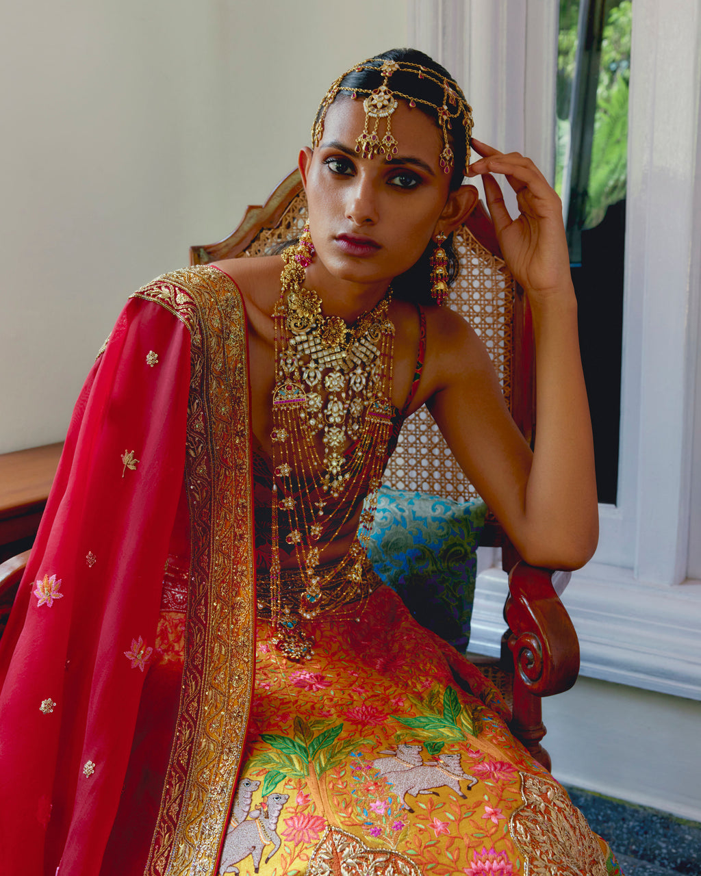 Gold Pure Raw Silk Lehenga