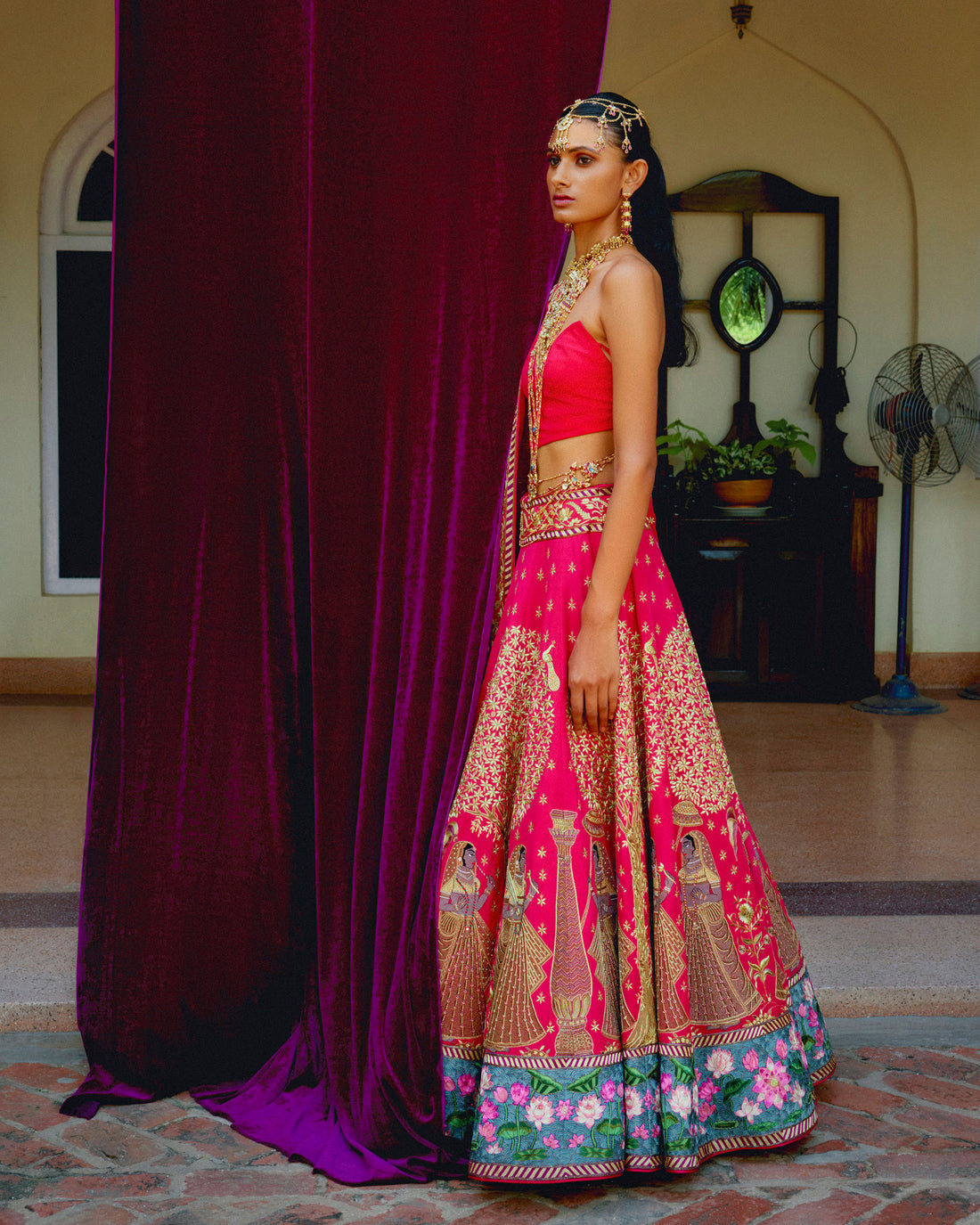 Pink Pure Raw Silk Lehenga