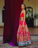 Pink Pure Raw Silk Lehenga