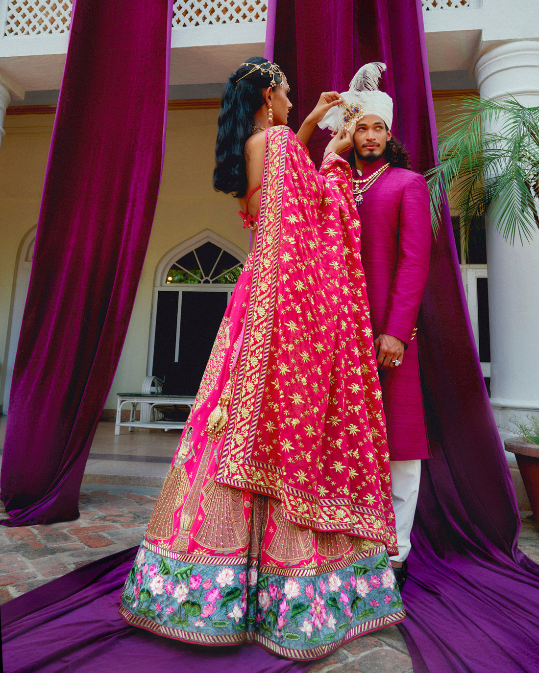 Pink Pure Raw Silk Lehenga