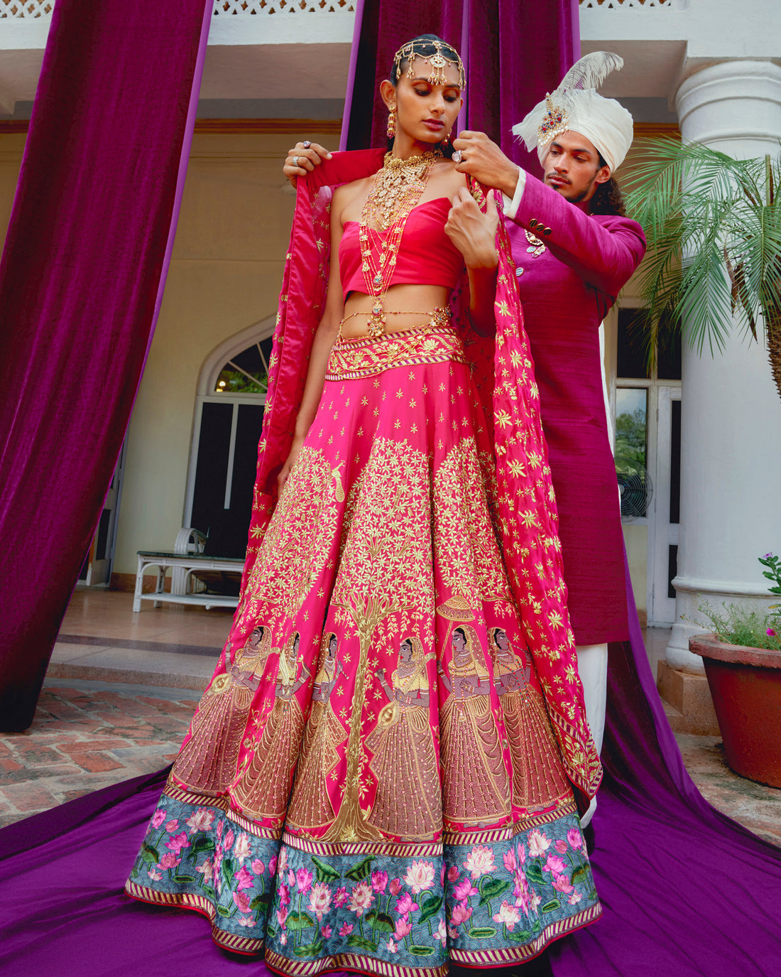 Pink Pure Raw Silk Lehenga