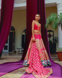 Pink Pure Raw Silk Lehenga