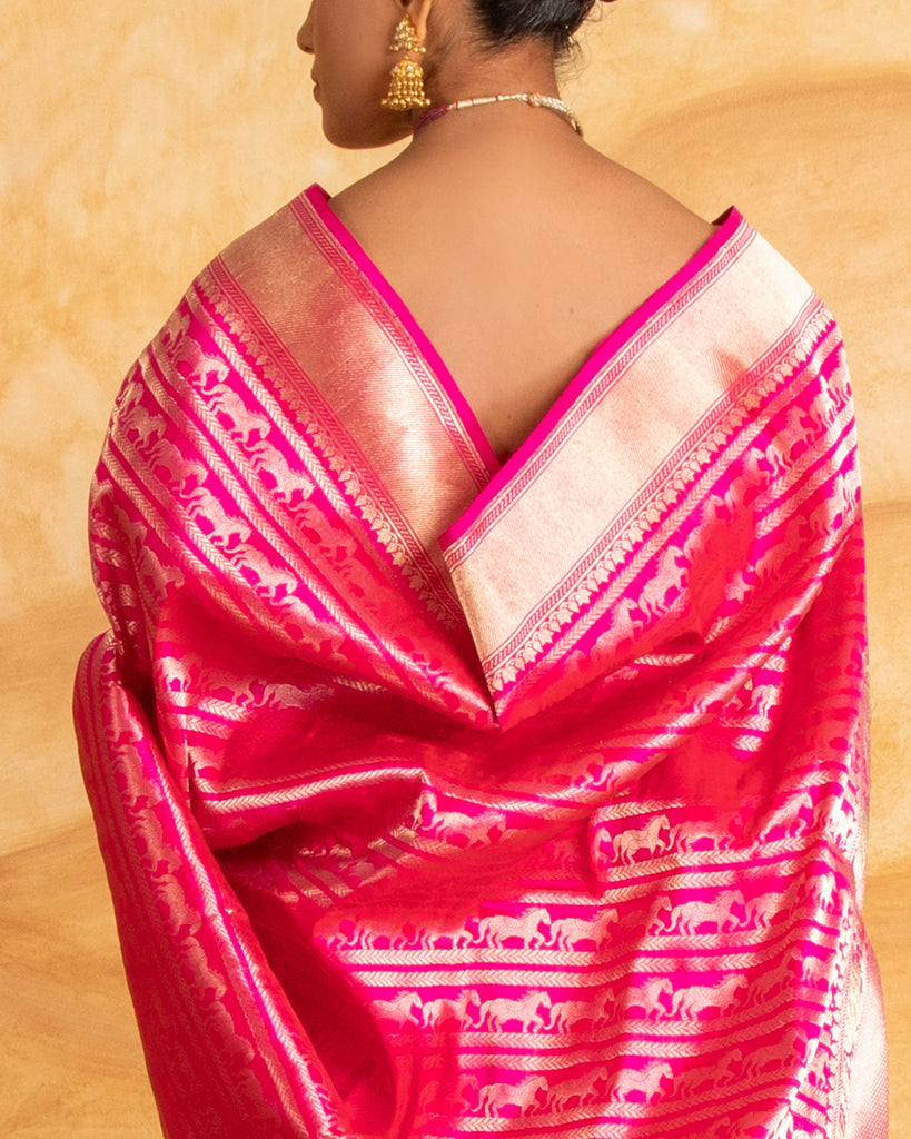 Ipsit Shikargah Zari Stripe Silk Saree