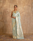 Daivika Jangala Meenakari Silk Saree | Aqua & Gold