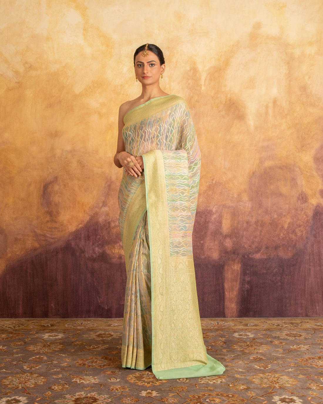 Nitya Zari Stripe Weave Saree Georgette